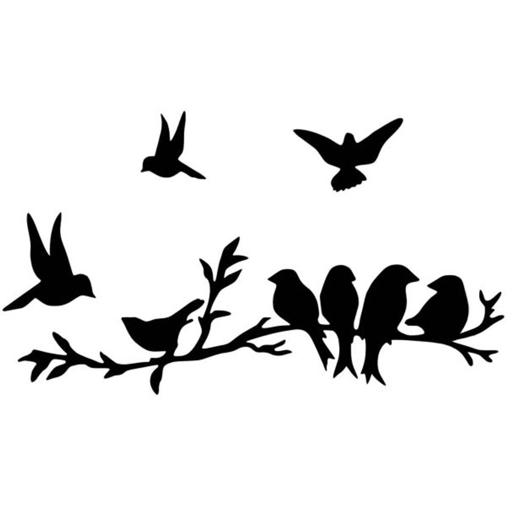 Décoration murale en métal oiseaux sur branches et en vol