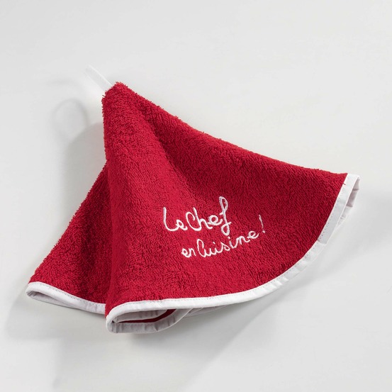 Essuie main torchon le chef en cuisine rouge