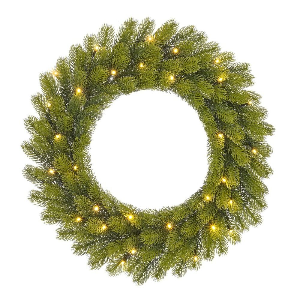Black box trees nigata couronne de noël avec éclairage led - ø60 cm - vert