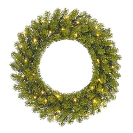 Black box trees nigata couronne de noël avec éclairage led - ø60 cm - vert