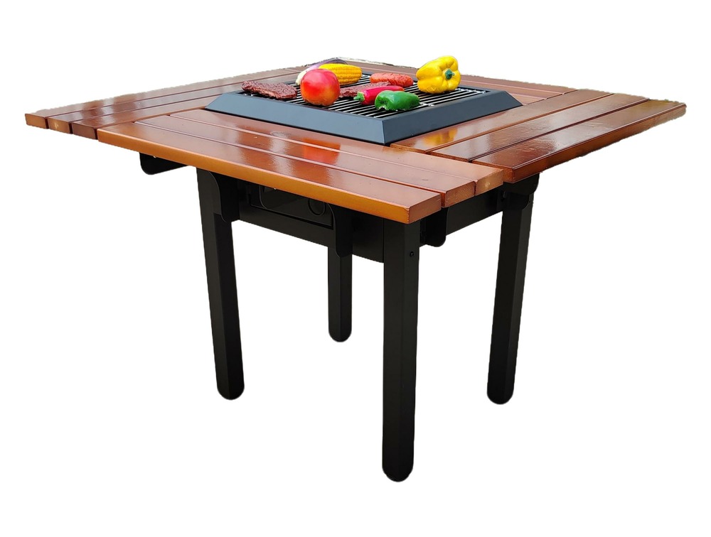 Barbecue braséro charbon ø38cm avec table en pin