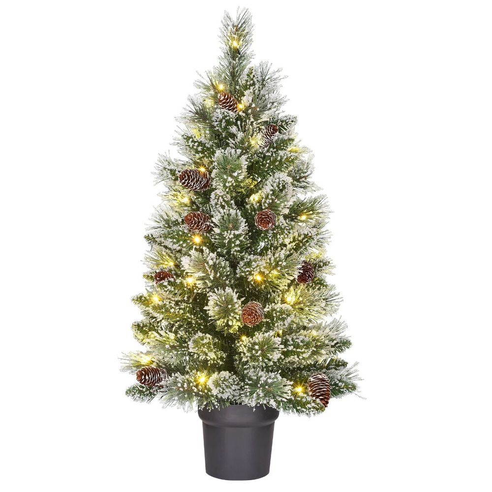 Black box trees vandans sapin de noël artificiel lumineux h90 x ø48 cm - arbre en pot – decoration noel pour intérieur – vert