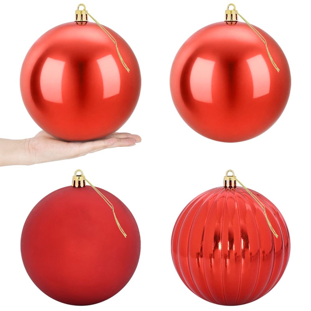 Lot de boules de noël xxl 4 pc rouge diam. 20 cm plastique