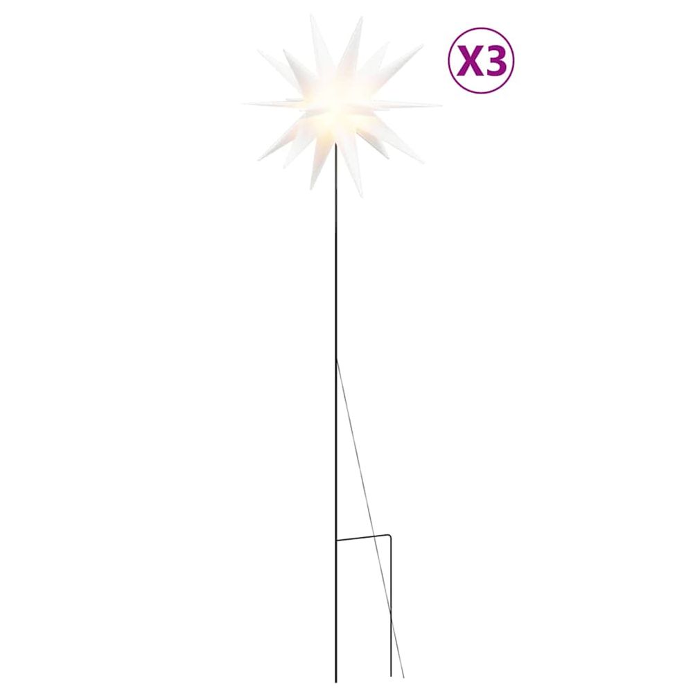 Lumières de noël avec piquets 3 pcs led pliable blanc 57 cm