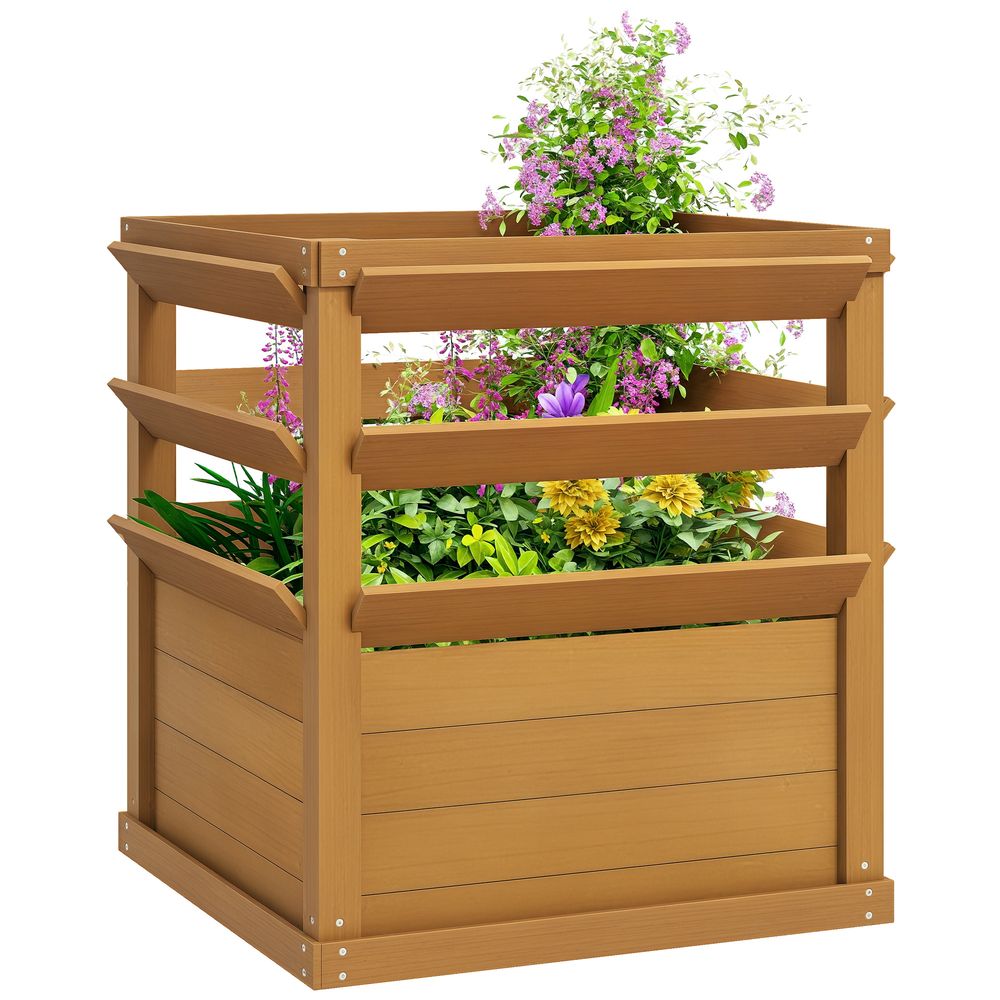 Jardinière avec treillis bois sapin jardin potager extérieur 65x65x73cm marron