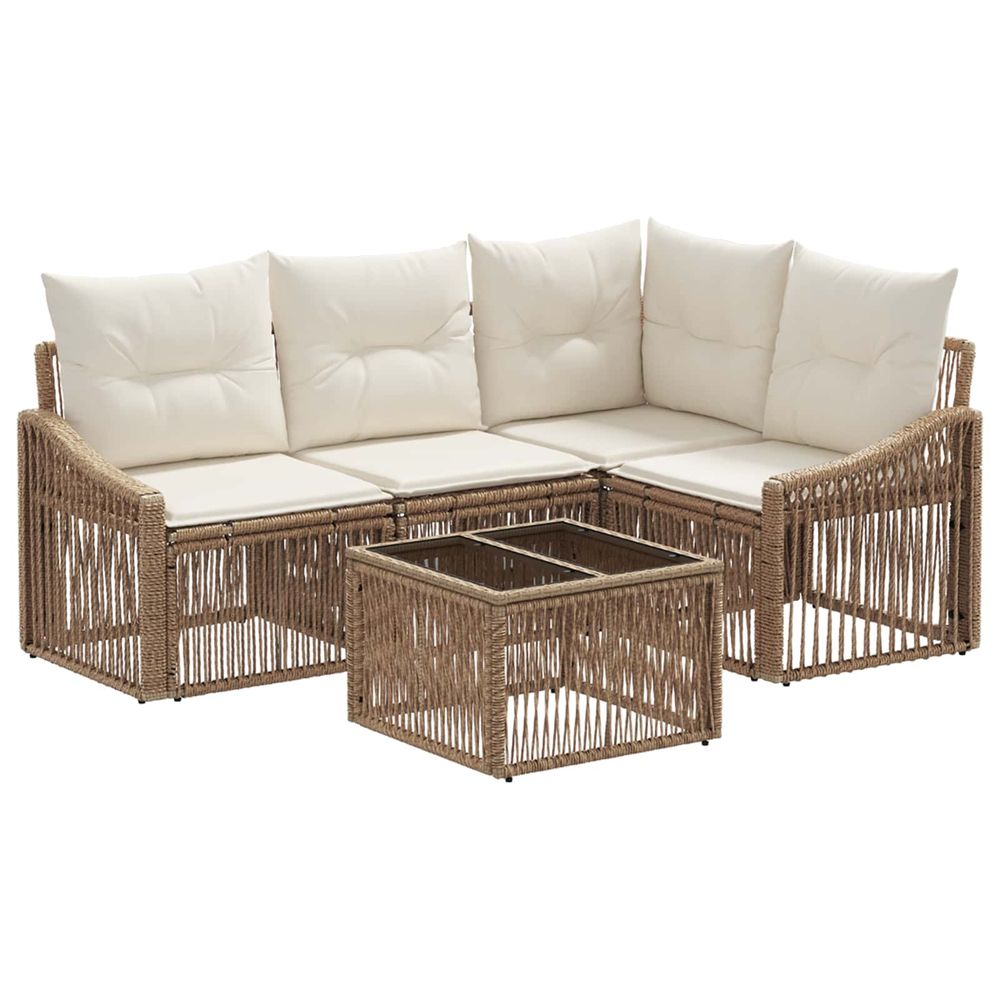 Ensemble de canapé de jardin 5 pc beige polyrotin