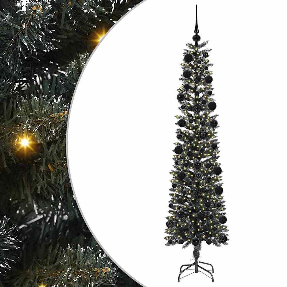 Sapin de noël artificiel vert 210 cm pvc, plastique et acier
