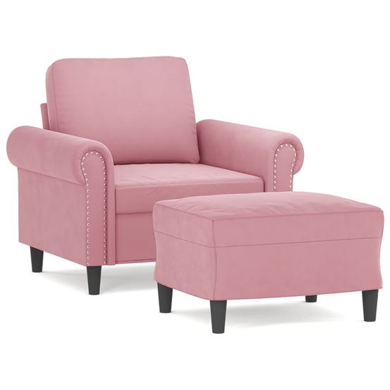 Fauteuil avec repose-pied rose 60 cm velours
