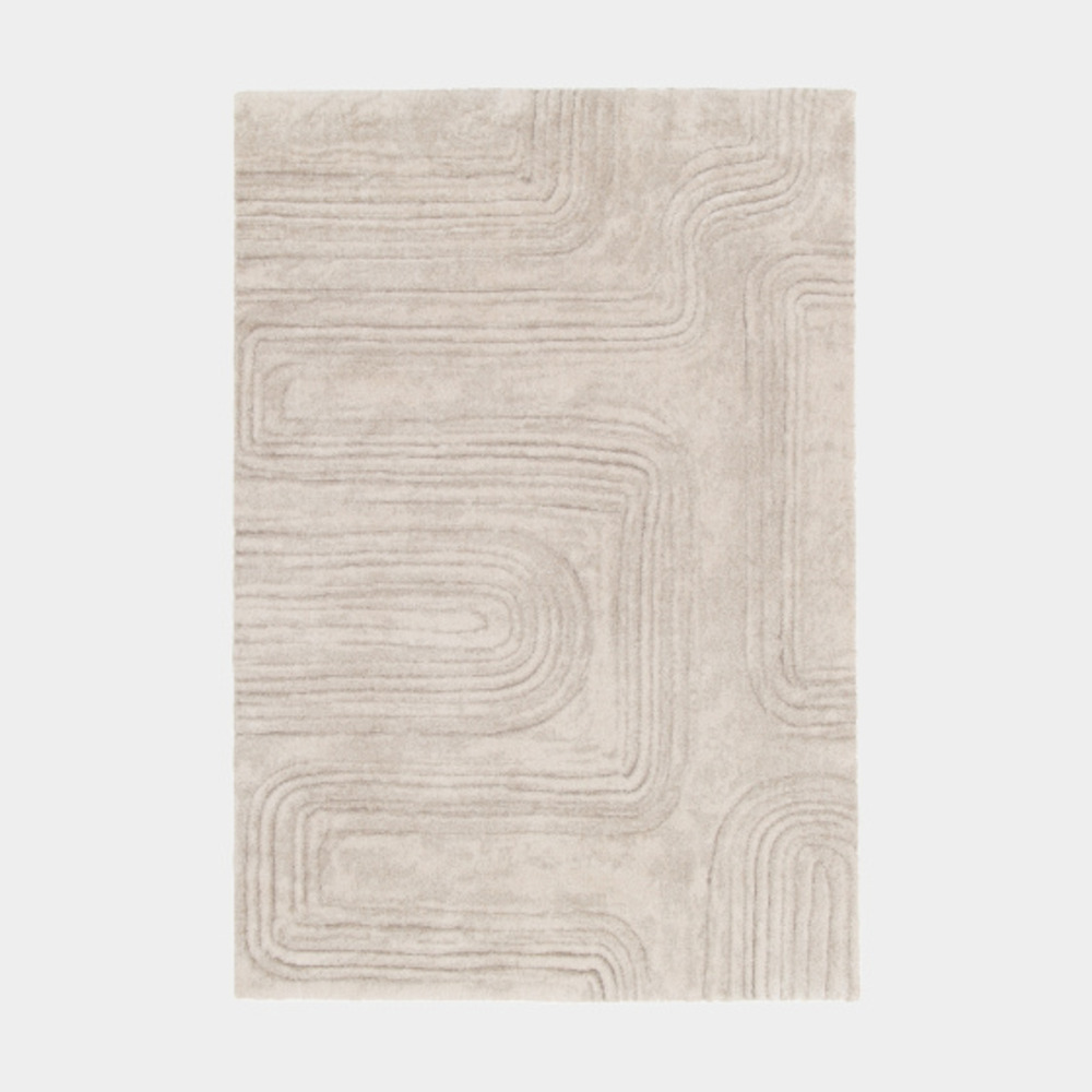 Tapis de salon doux à motif organique - deva - grège - 120 x 170 cm