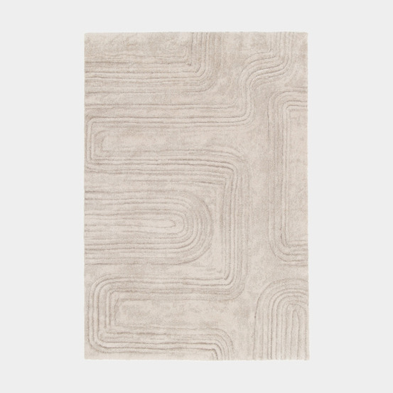 Tapis de salon doux à motif organique - deva - grège - 120 x 170 cm