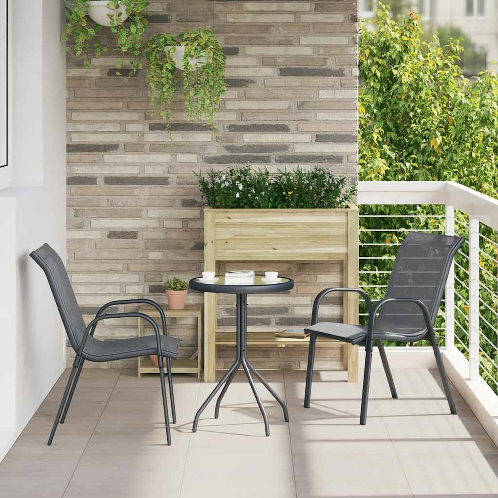 Chaises empilables de jardin lot de 2 gris tissu textilène