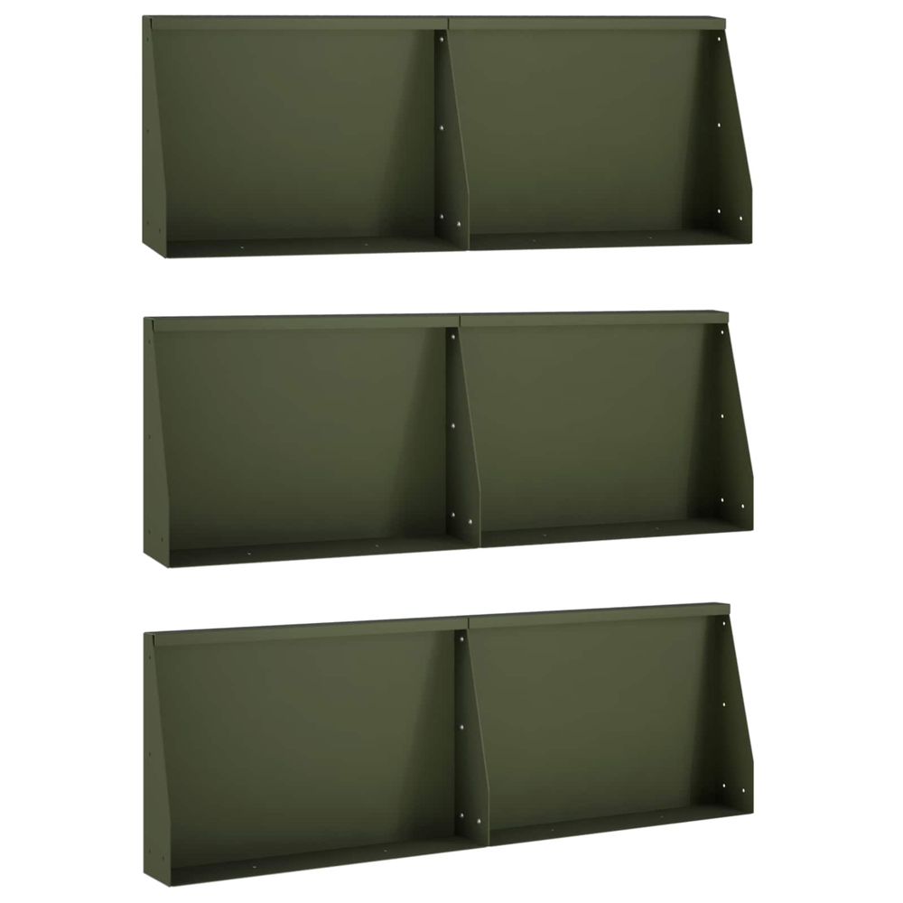 Mur de soutènement 6 pc 60 x 12 x 40 cm acier vert olive