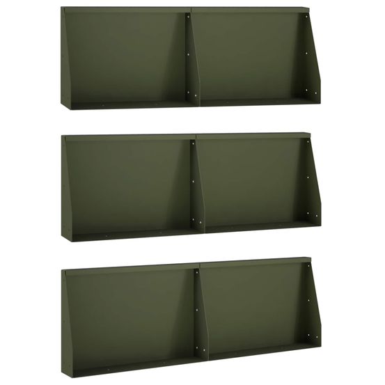 Mur de soutènement 6 pc 60 x 12 x 40 cm acier vert olive