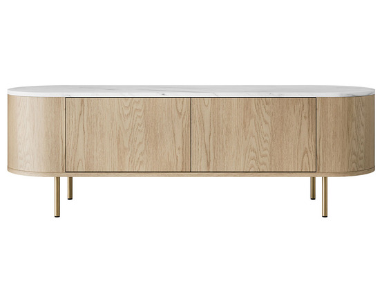 Sansa - meuble tv 139 cm - 2 portes - plateau effet marbre