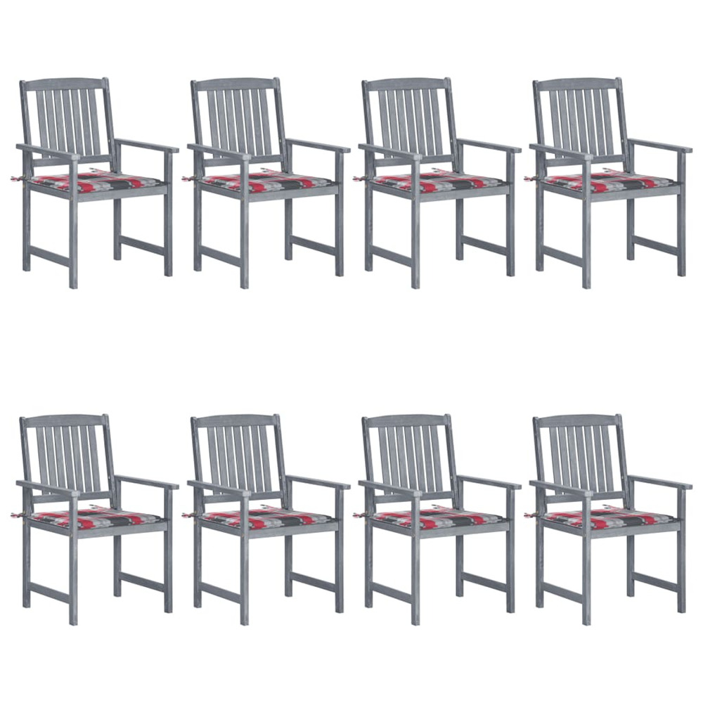 Chaises de jardin et coussins lot de 8 bois acacia solide gris