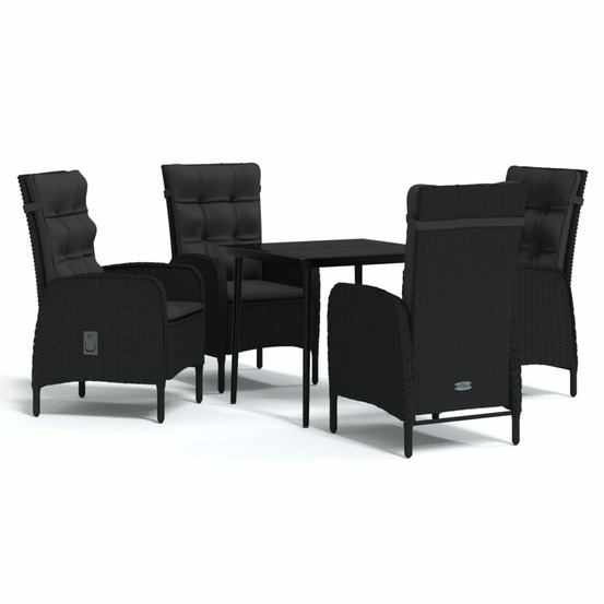 Ensemble à manger de jardin avec coussins 5 pcs noir