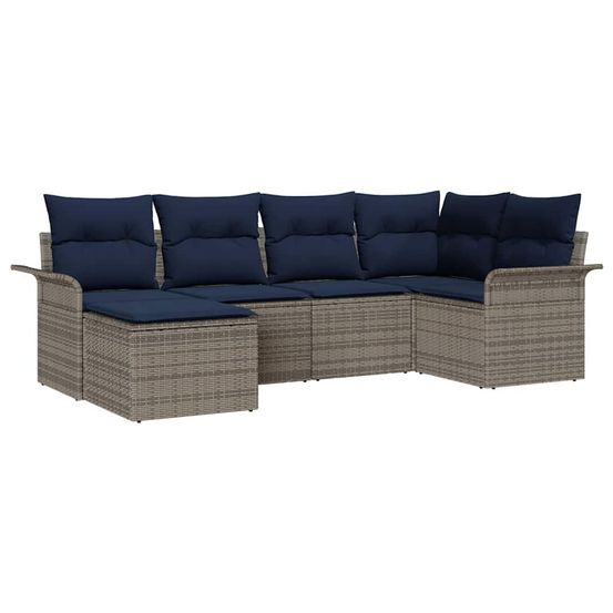 Ensemble de canapé de jardin 6 pc gris polyrotin