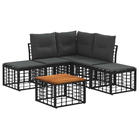Ensemble de canapés d'extérieur 6 pc noir et gris foncé