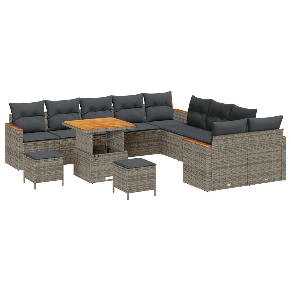 Ensemble de canapé de jardin 13 pc gris polyrotin