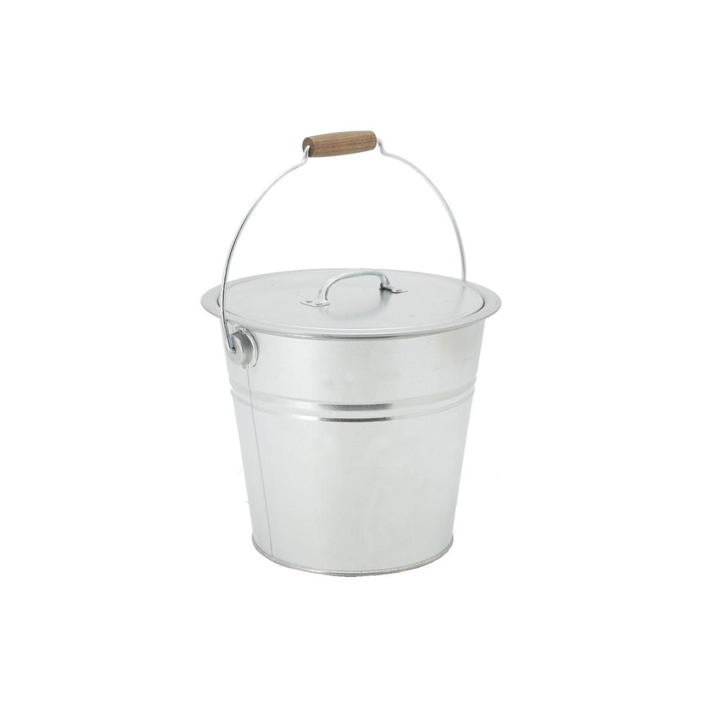 Seau à pellets ou cendres en métal galvanisé rond 10 litres