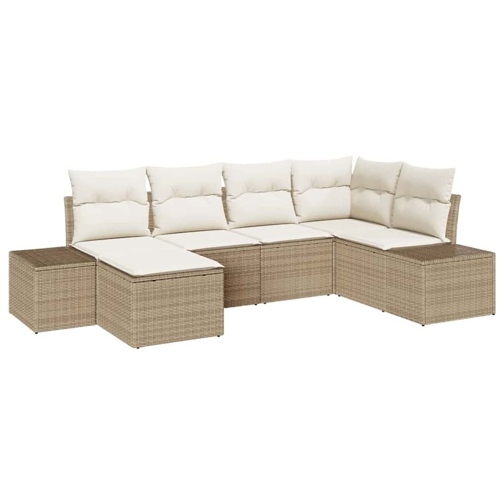 Ensemble de canapé de jardin 6 pc beige et crème polyrotin