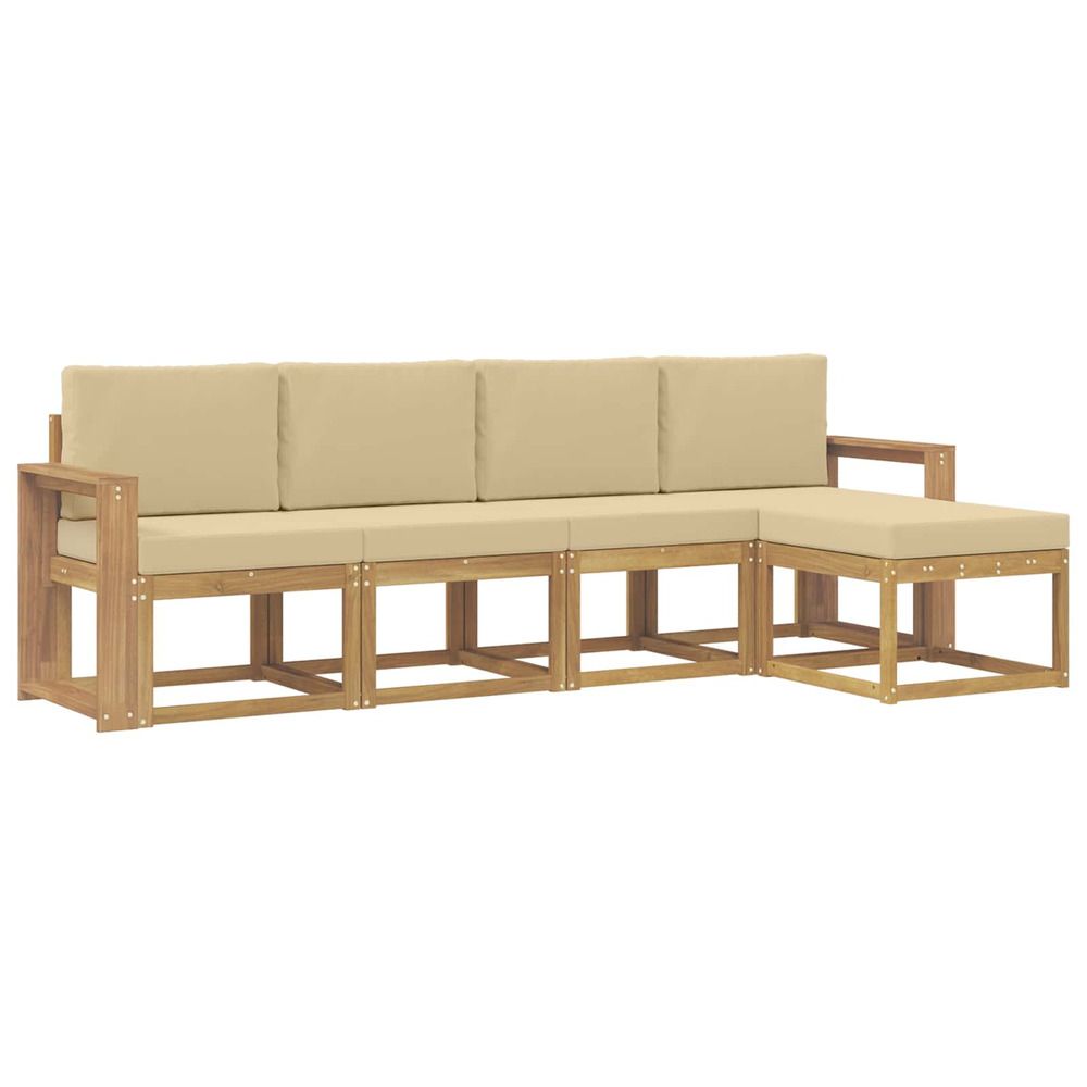 Ensemble de canapés d'extérieur 5 pc blanc et beige