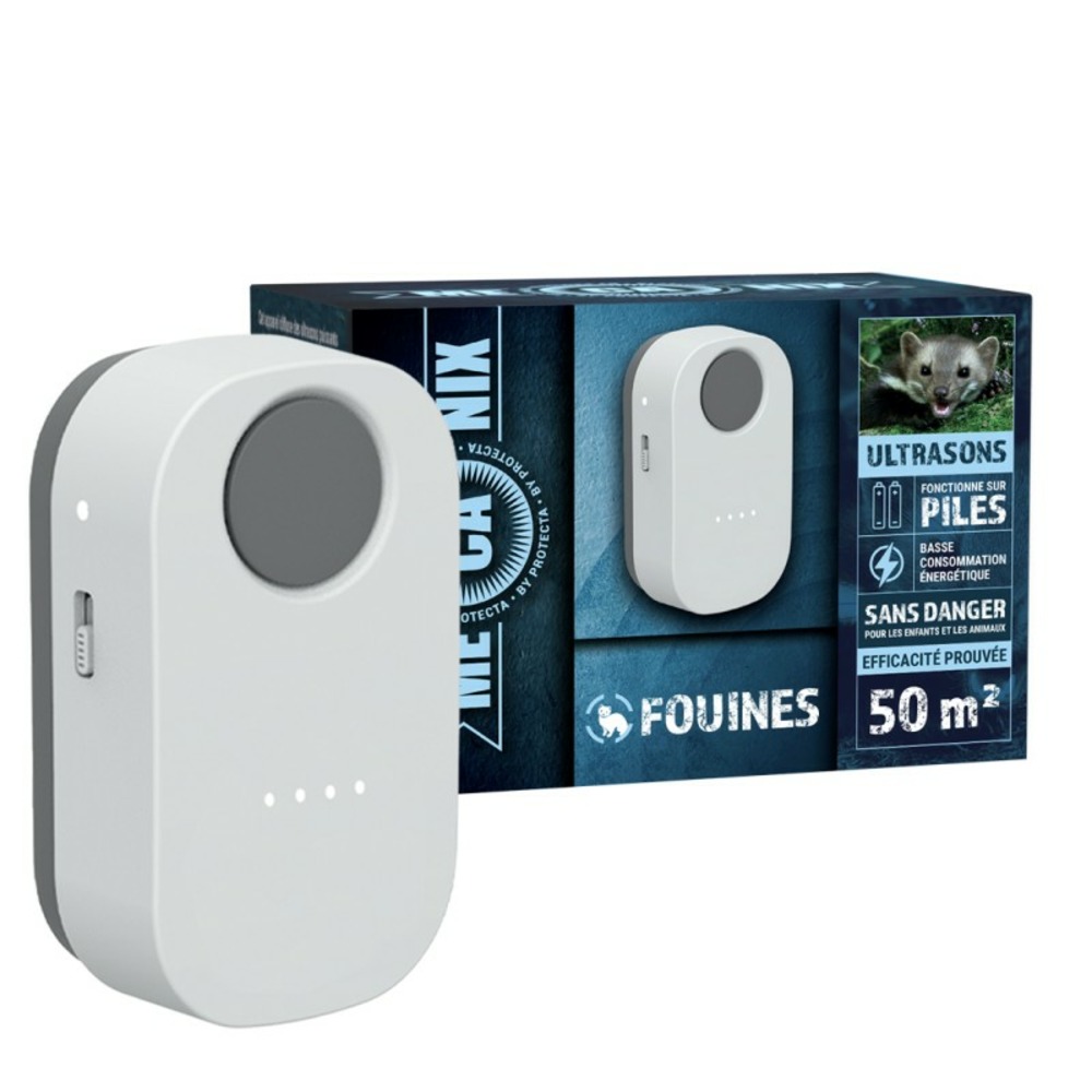 Ultrasons anti-fouines et martres à piles - Voiture, grenier et espaces difficiles d'accès - 50m²