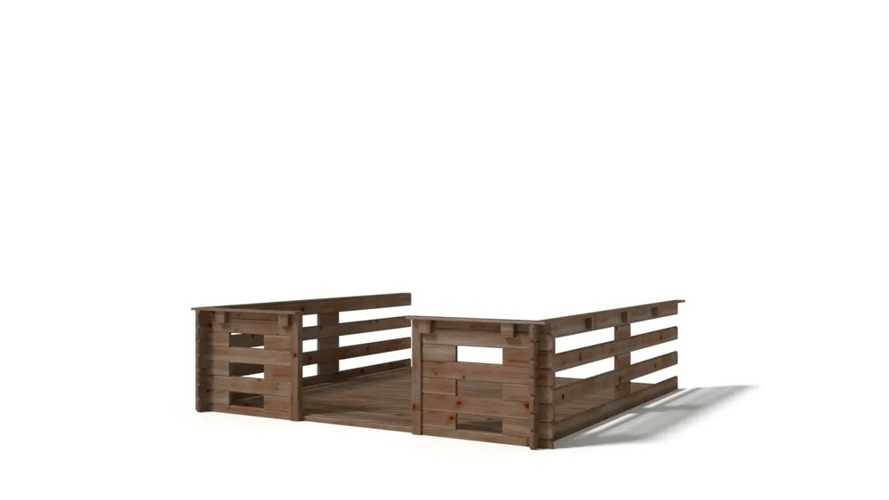 Terrasse en bois avec balustrade pour abri en bois - 9m2 - 3m x 3m - imprégnée - couleur: marron - dom540 - altanka