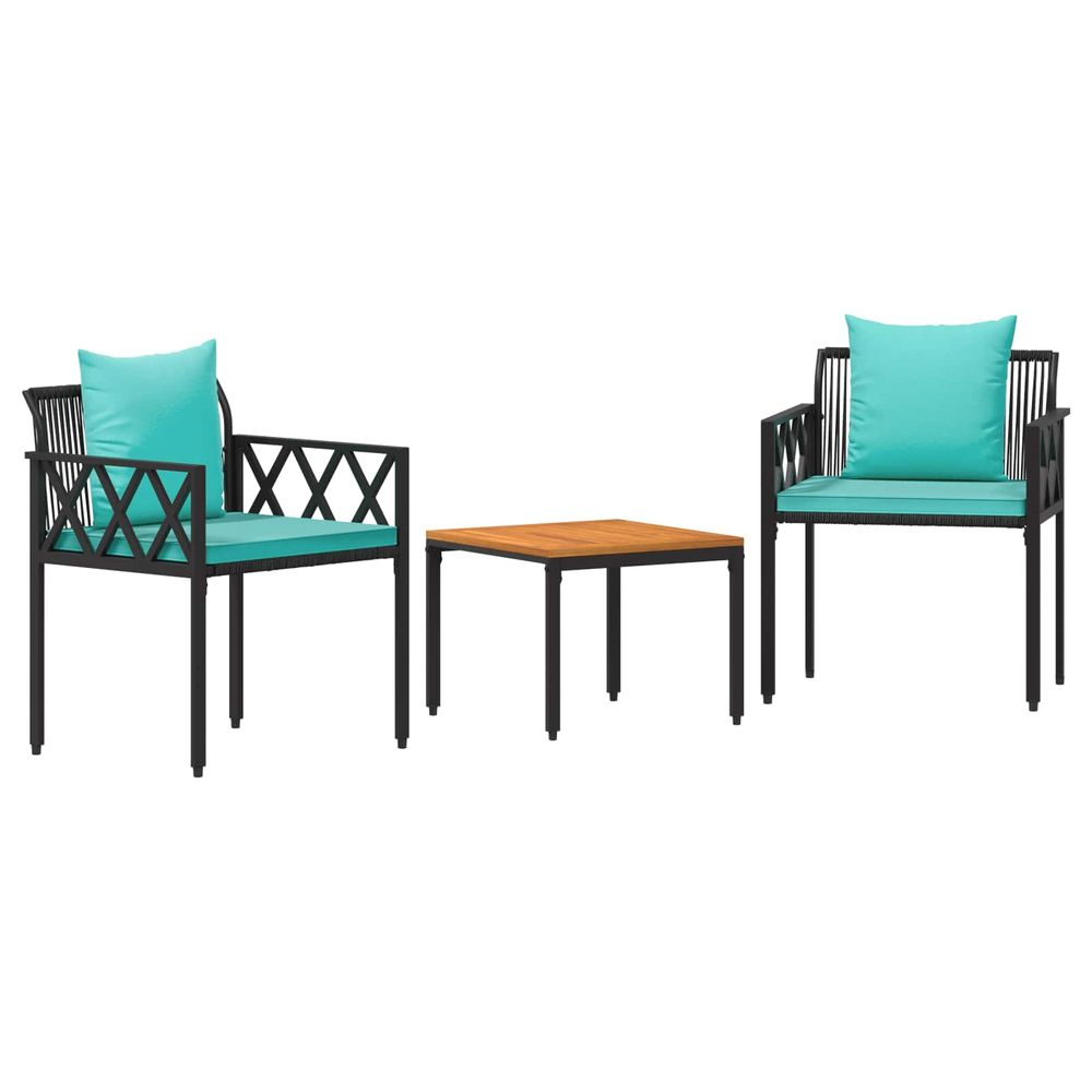 Ensemble de meubles d'extérieur 3 pc noir et turquoise