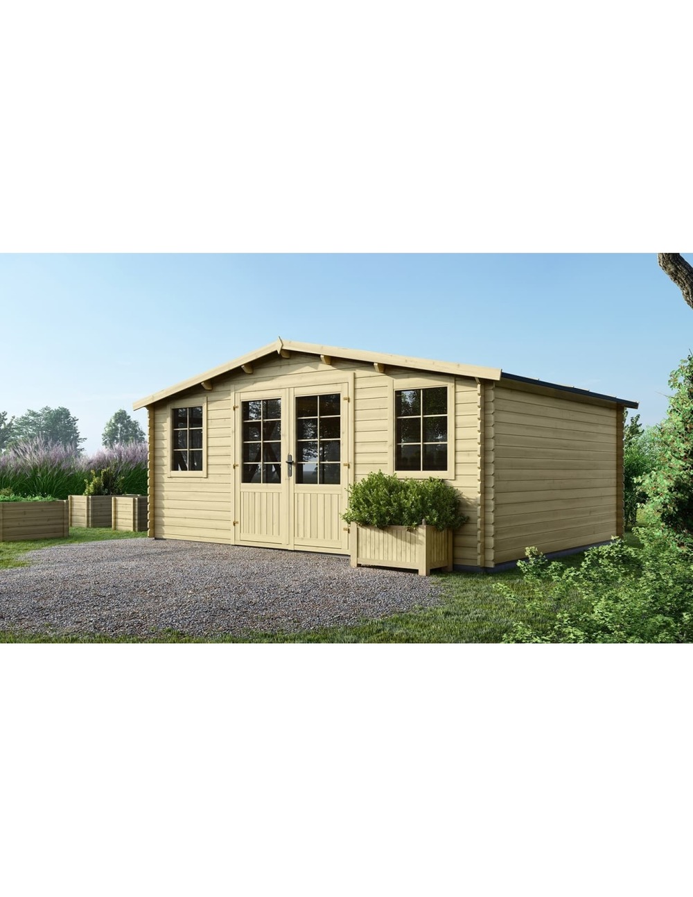 Abri de jardin en bois - 20m2 - 5x4m - ep. 28mm - couleur: naturel - dom526 - altanka