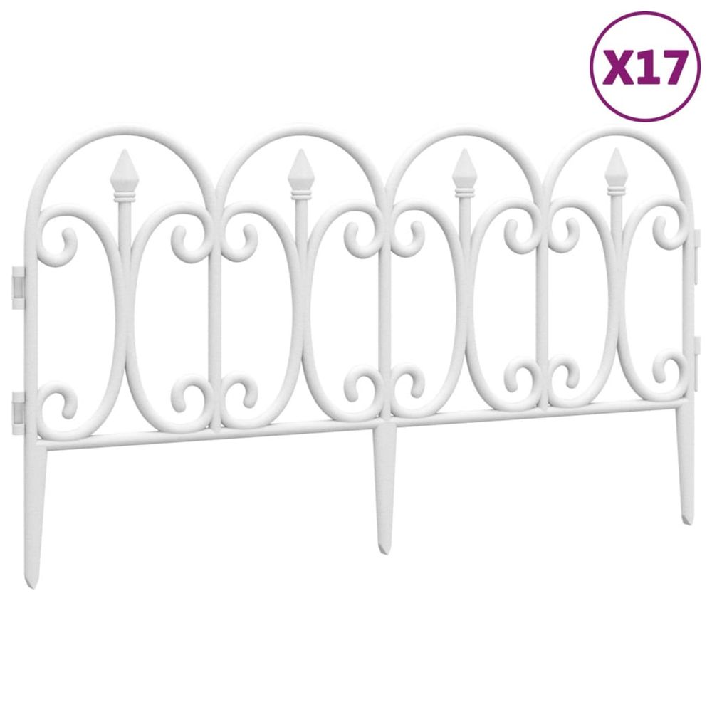Bordures de pelouse 17 pcs blanc 10 m pp