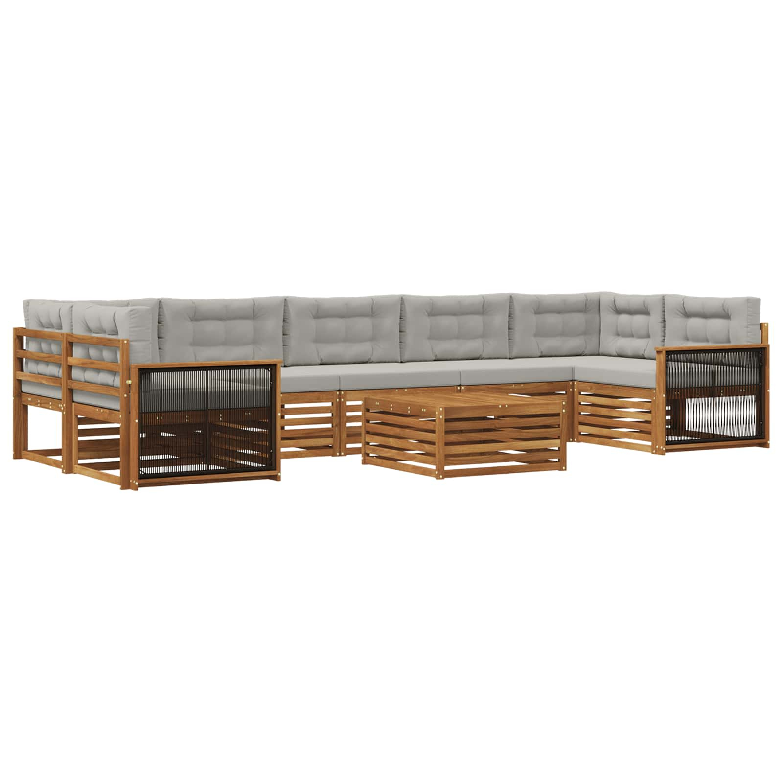 Ensemble de canapés d'extérieur 8 pcs naturel et gris clair