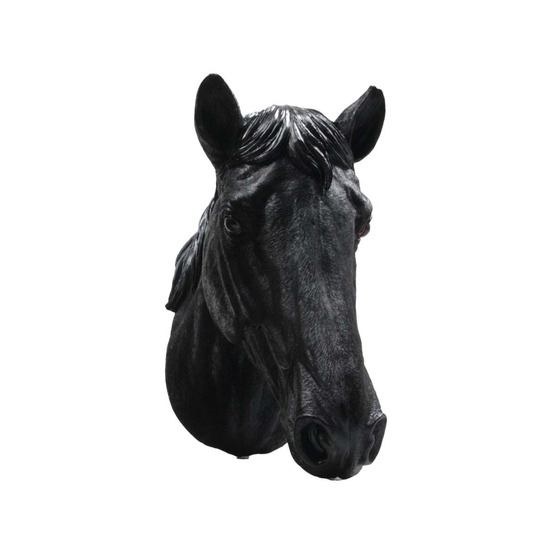Tête de cheval noir en résine 24 x 34 x 48 cm