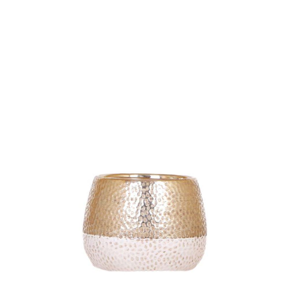 Cache-pot céramique effet métallisé - éclat précieux - pot de 12cm - doré