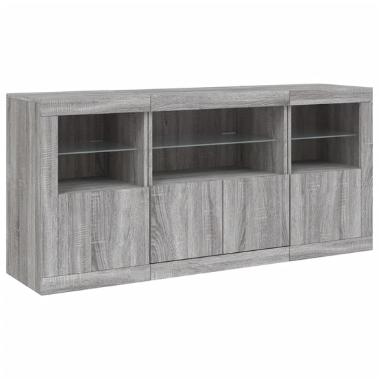 Buffet bahut commode armoire meuble de rangement organisateur cuisine salle de séjour salon avec lumières led sonoma 142,5 x