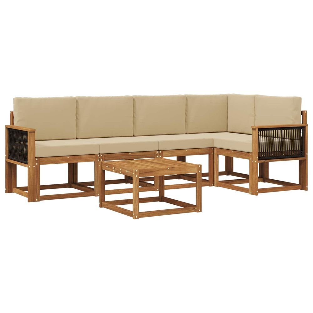 Ensemble de canapés d'extérieur 6 pc naturel et beige