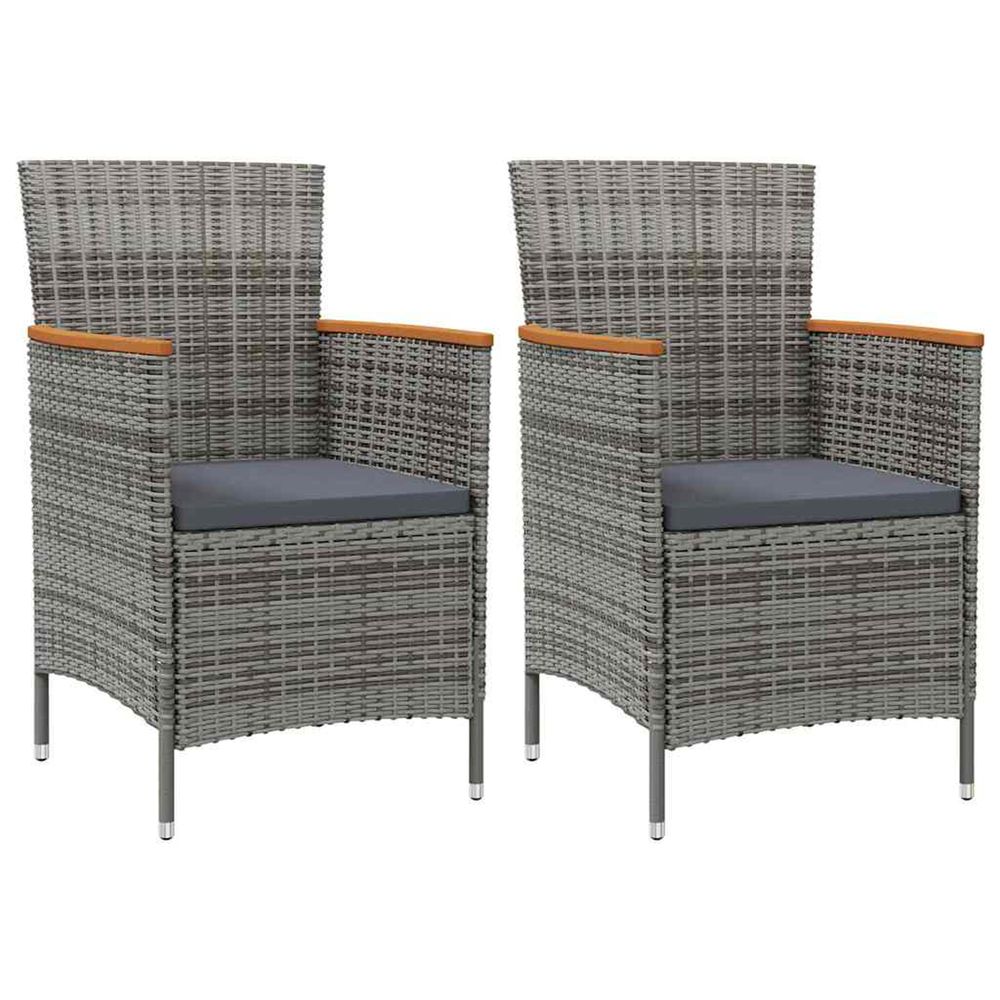 Chaises à manger de jardin lot de 2 résine tressée gris