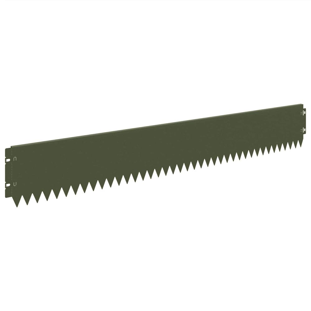 Bordure de pelouse 10 pc 103 x 15 cm acier vert olive