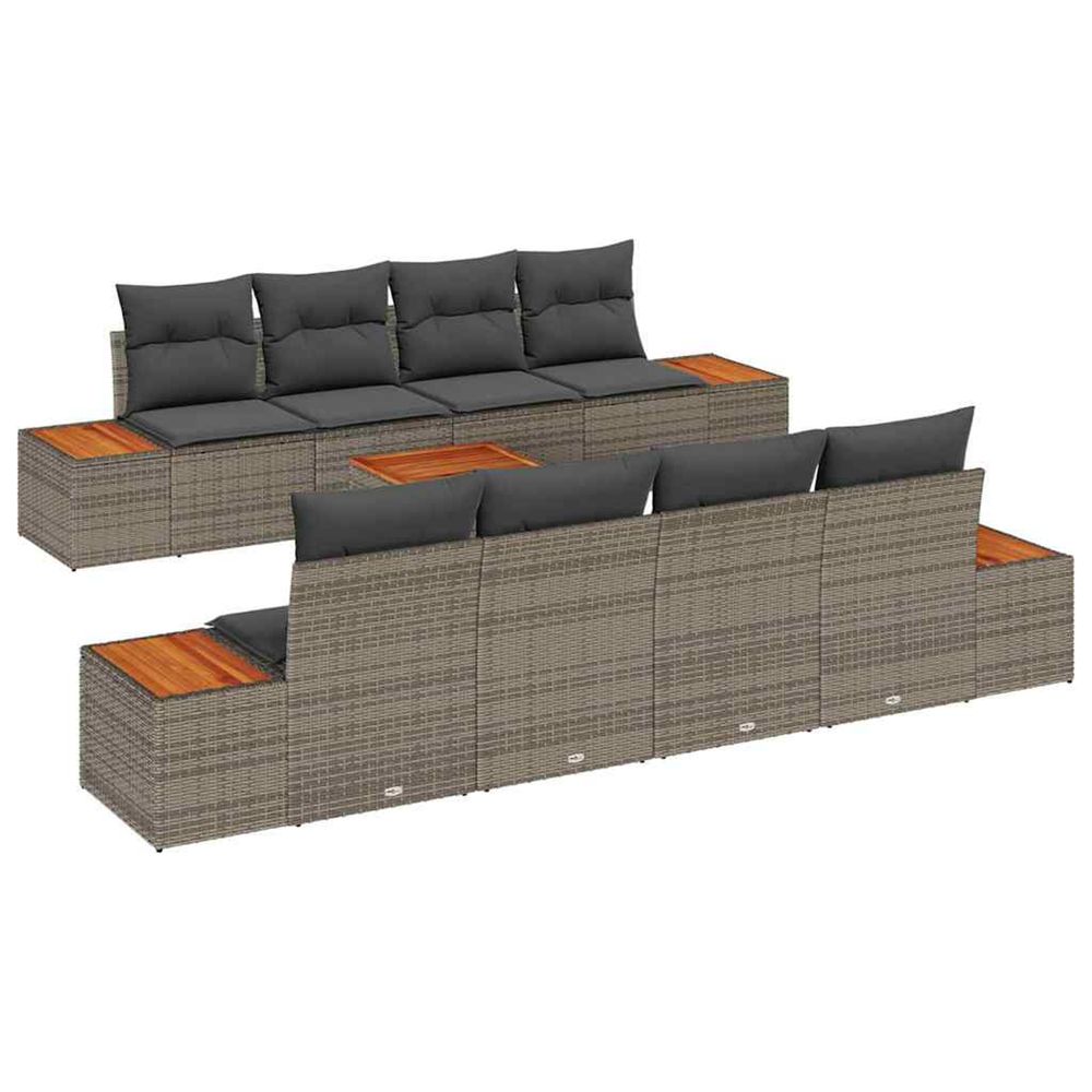Ensemble de canapé de jardin 9 pc gris poly rotin