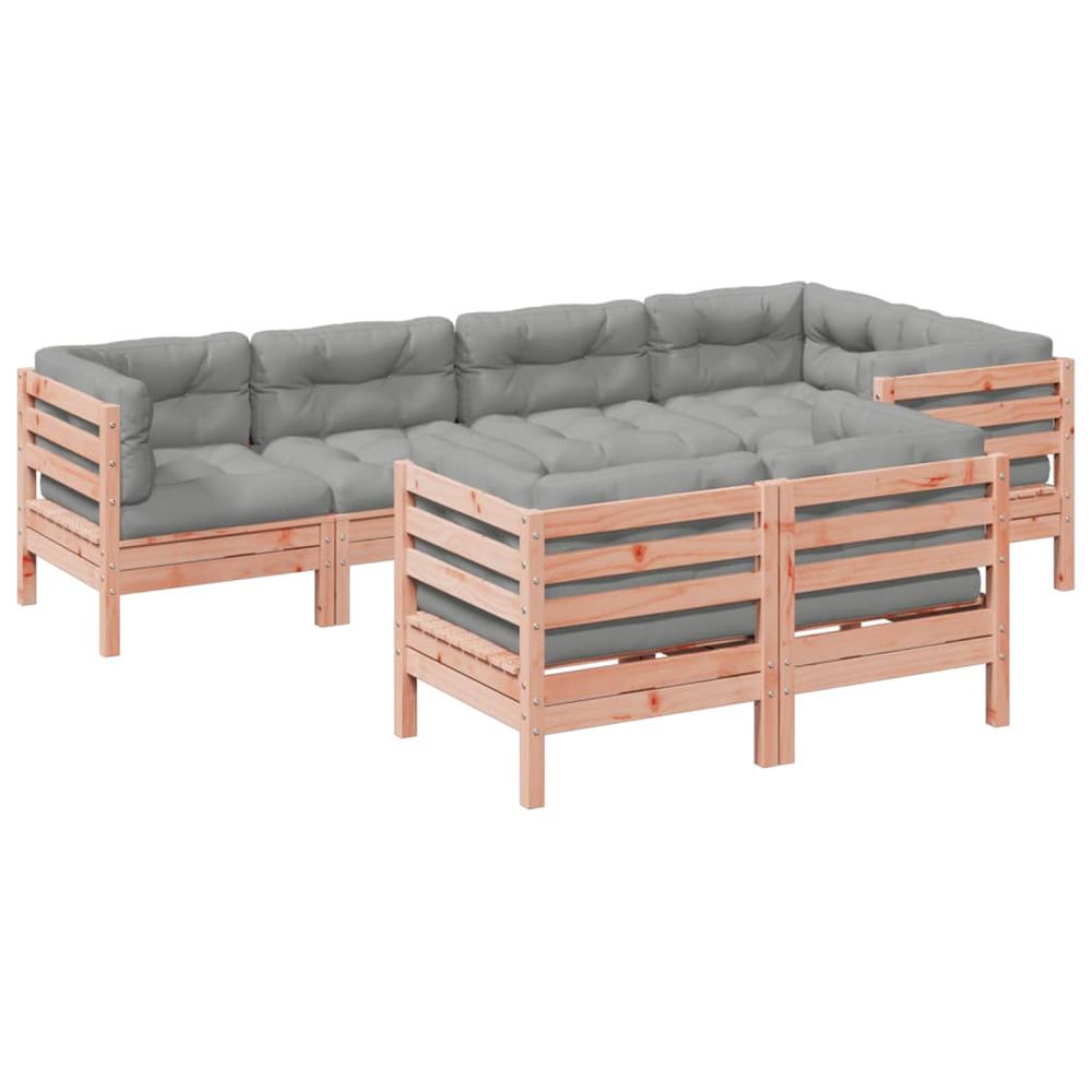 Salon de jardin 7 pcs et coussins bois massif sapin de douglas