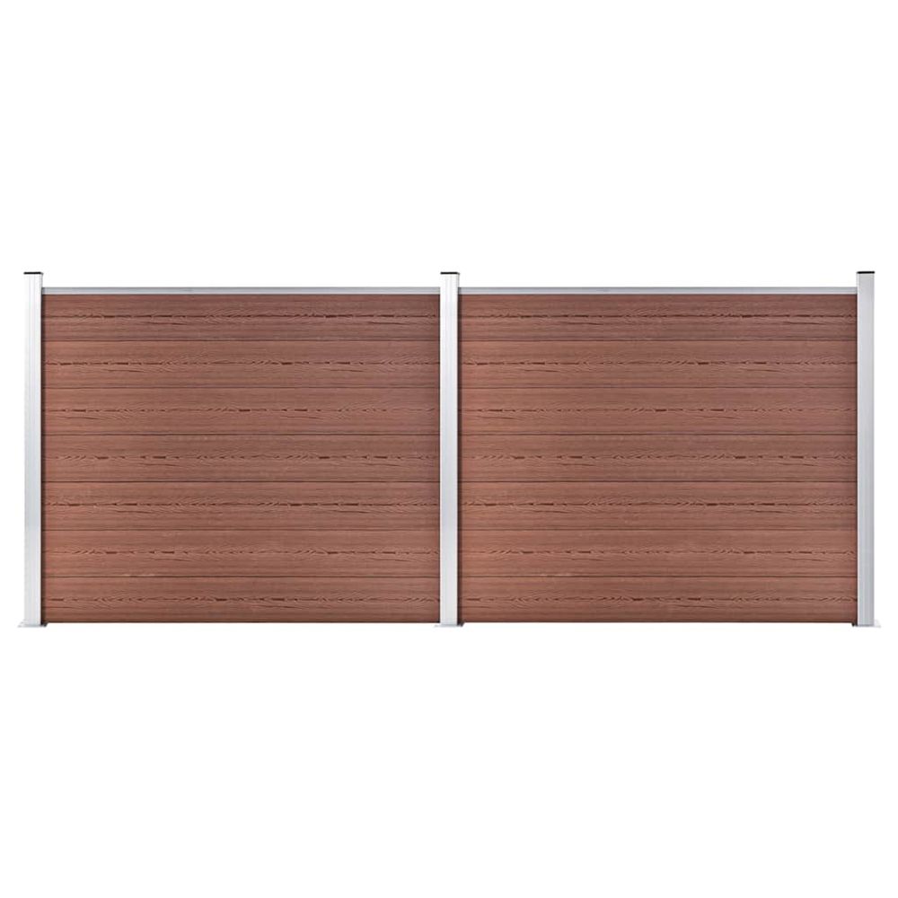 Ensemble de panneau de clôture wpc 353x146 cm marron