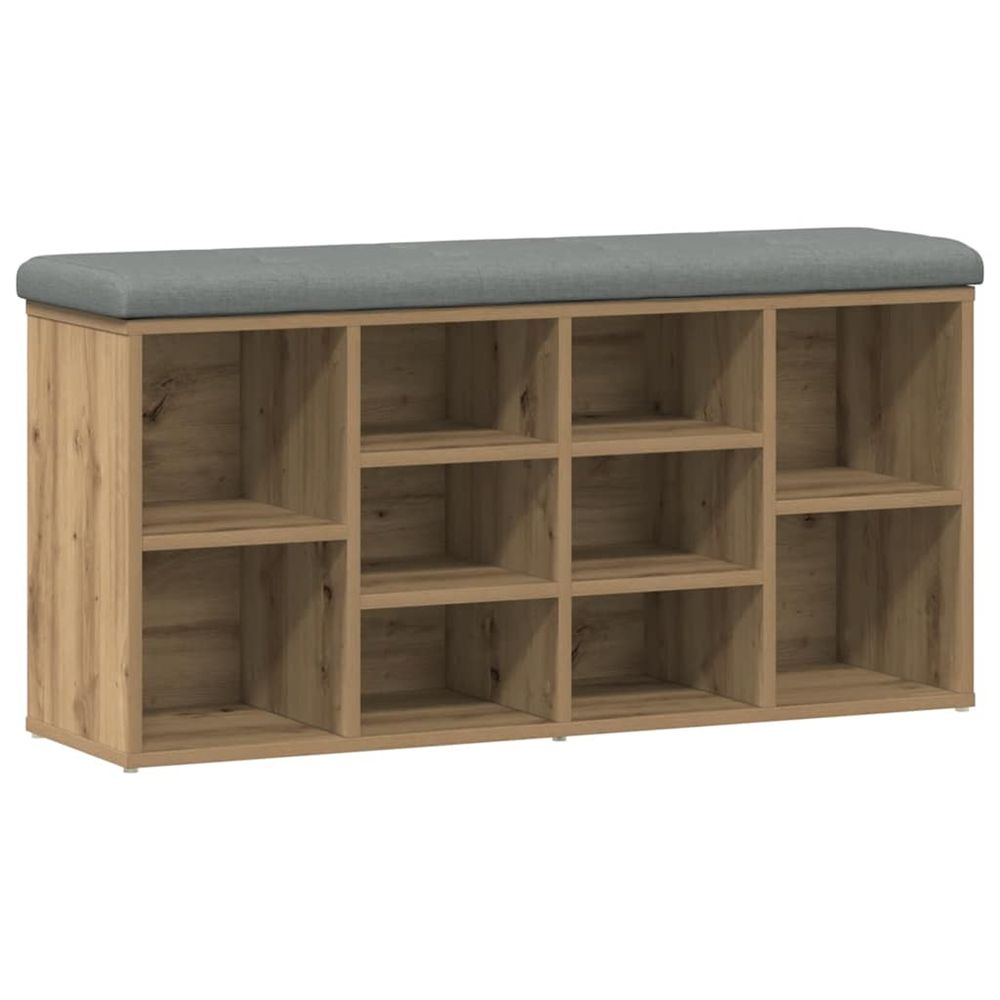 Banc à chaussures chêne artisanal 102x32x50cm bois d'ingénierie