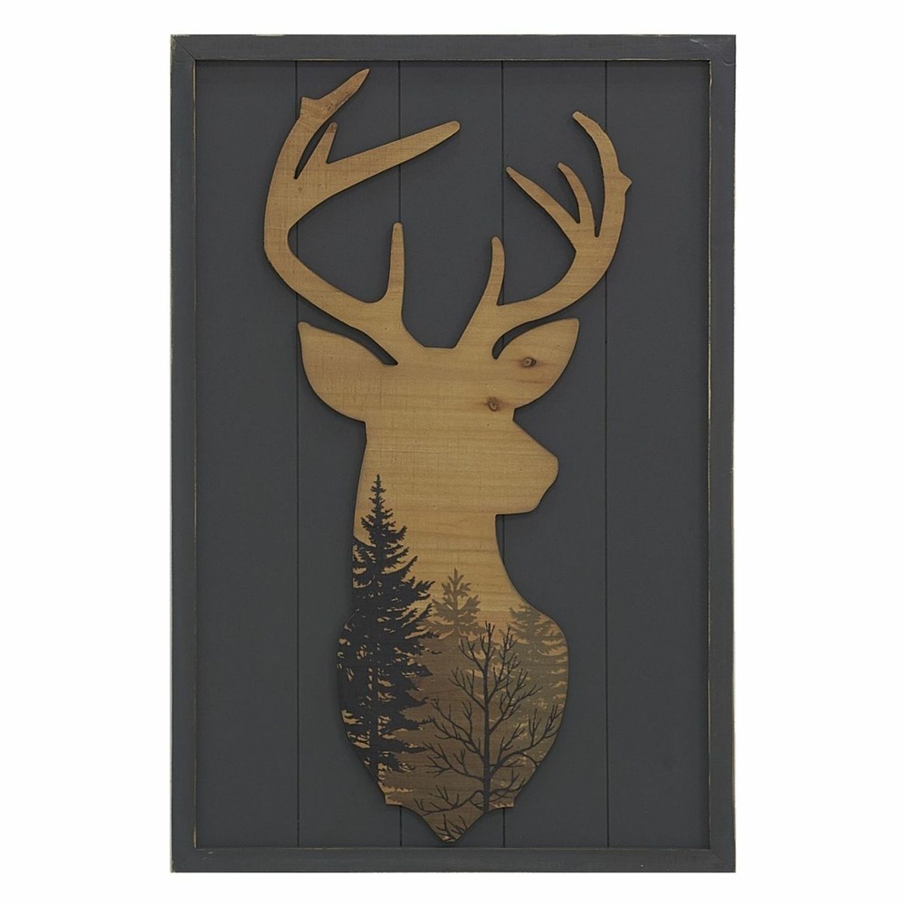 Cadre en pin forêt cerf