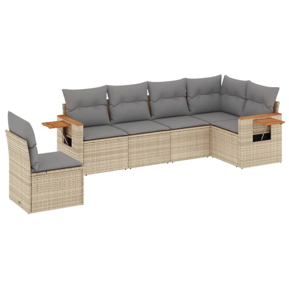 Salon de jardin avec coussins 6 pcs beige résine tressée