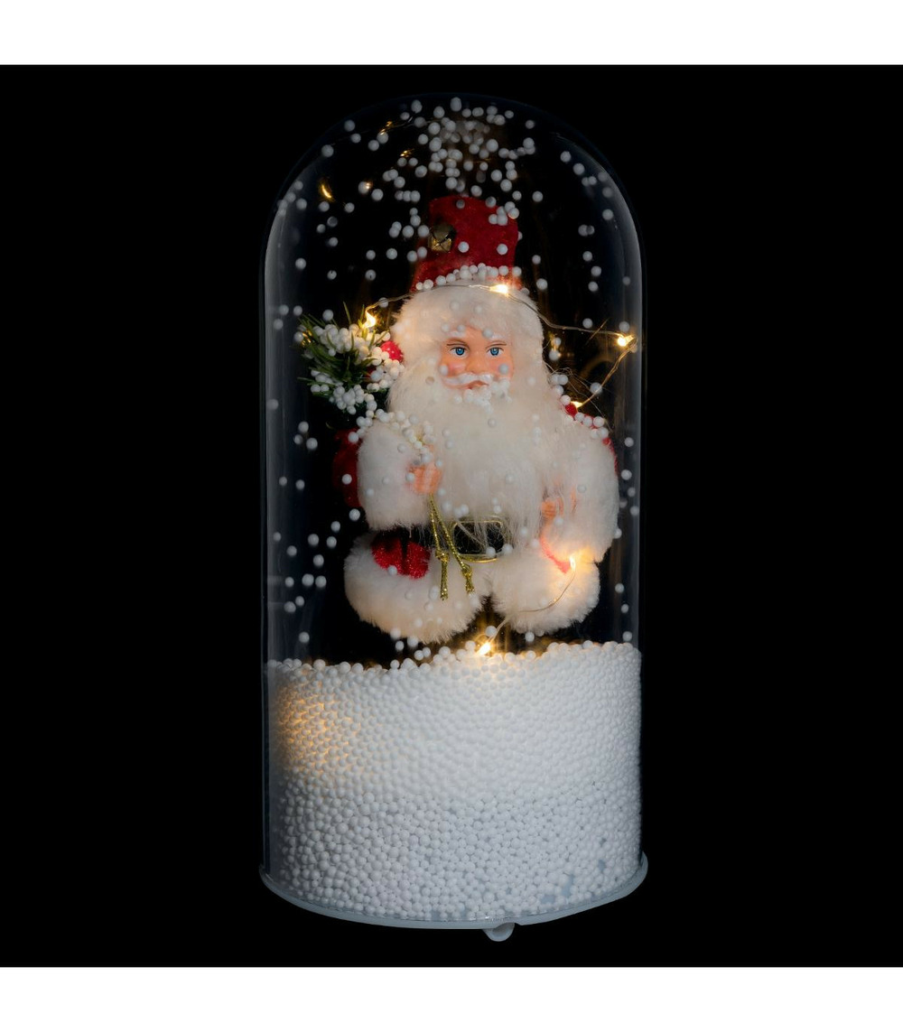 Déco père noël sous cloche, animée et musicale