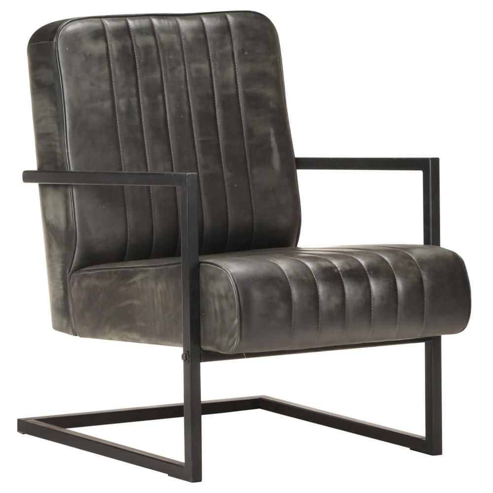 Chaise de canapé cantilever gris délavé cuir véritable