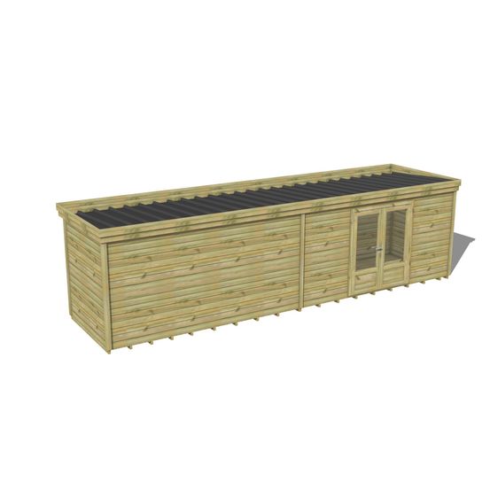 Abri de jardin bois pin traité autoclave 27mm - 8,595x2,14m / 18m2 - bac acier - plancher bois