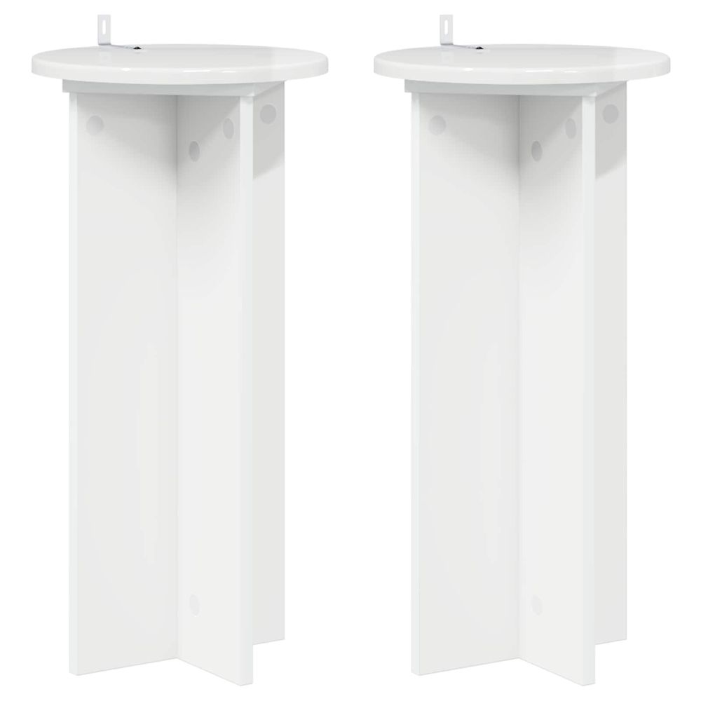 Support de plante 2 pièces blanc brillant 29,5 x 29,5 x 60 cm