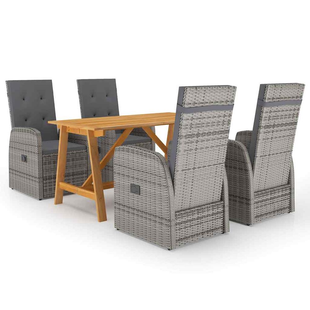 Ensemble à manger de jardin 5 pcs gris