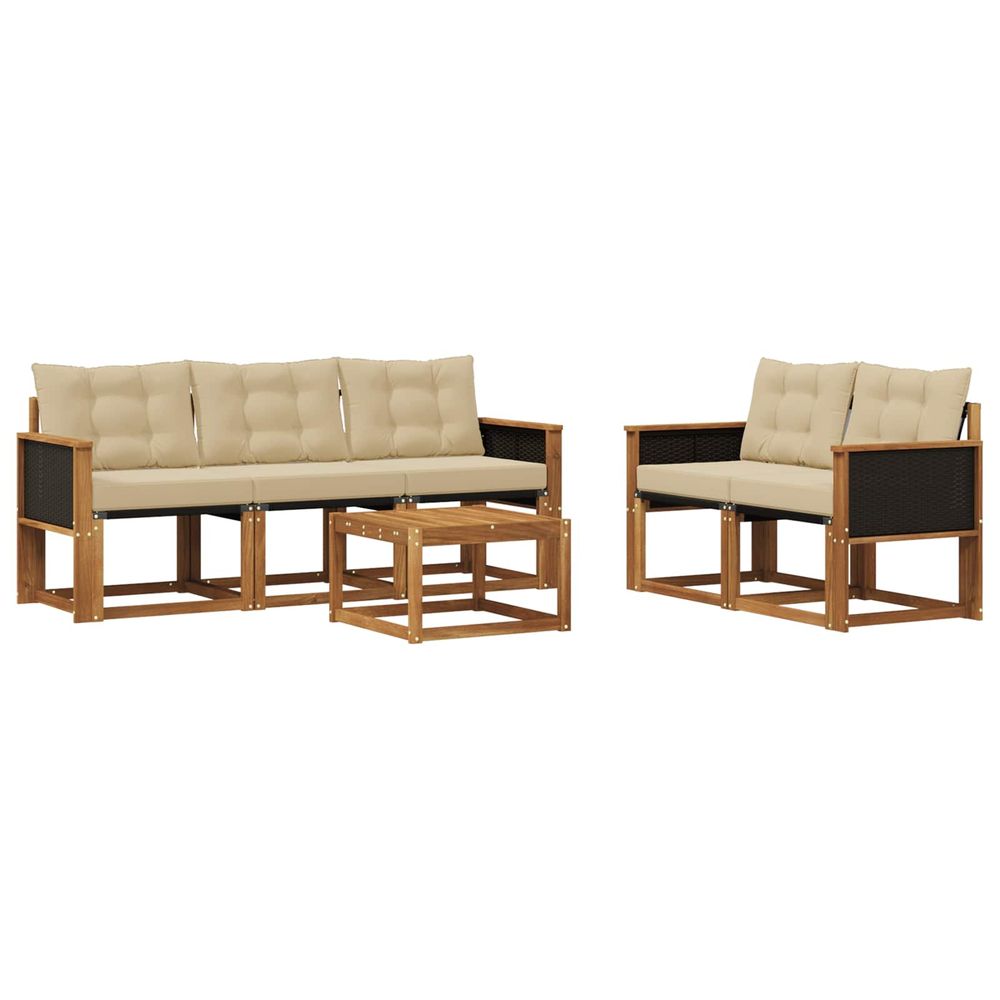 Ensemble de canapés d'extérieur 6 pc naturel et beige